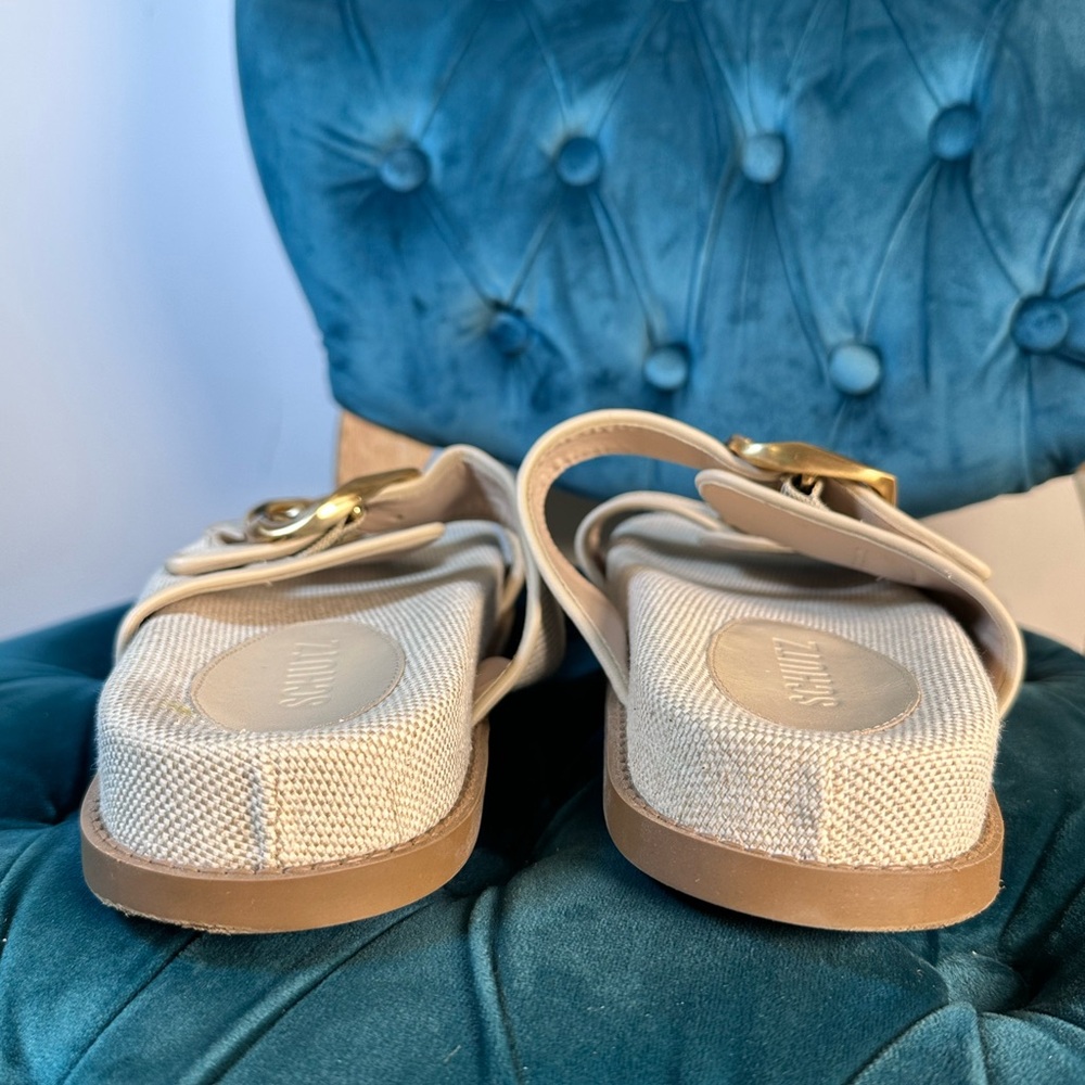 Schutz Olga Sporty Sandal in Beige flat slip on buckle birkenstock look alike - Picture 7 of 9